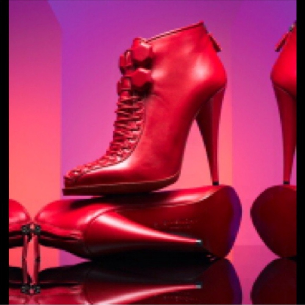 Givenchy Red Lace-Up Women's Boots